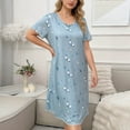 thumbnail image 2 of Tnhcen Women's Plus Size Polka Dot Print Ruffle Trim Short Sleeve Nightgown 95% Polyester 5% Spandex Loose Sleepwear Dress XL-5XL, 2 of 4