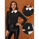 thumbnail image 2 of Blusa de Punto Allegra K Manga Larga Cuello Peter Pan Negro XS, 2 of 4