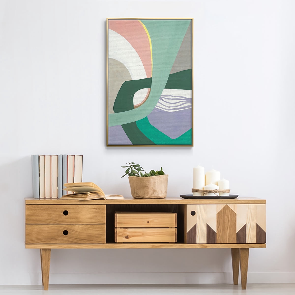 Merge Left Framed Premium Gallery Wrapped Canvas - Ready to Hang - 17 x 25 - Gold Floating Frame