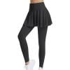 thumbnail image 2 of Skirted Legging for Women, Yoga Legging With Skirts &Women Tennis Leggings Clothes Pockets,Workout Sets for Women, Breathable Solid Color Slim Yoga Skirt Pants Sports Fake Two Piece Pants, 2 of 6