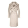 thumbnail image 4 of Manteau Caban Double pour Femmes Long Élégant Uni Hiver Mode Léger Transition Col à Revers Veste Décontractée, 4 of 6