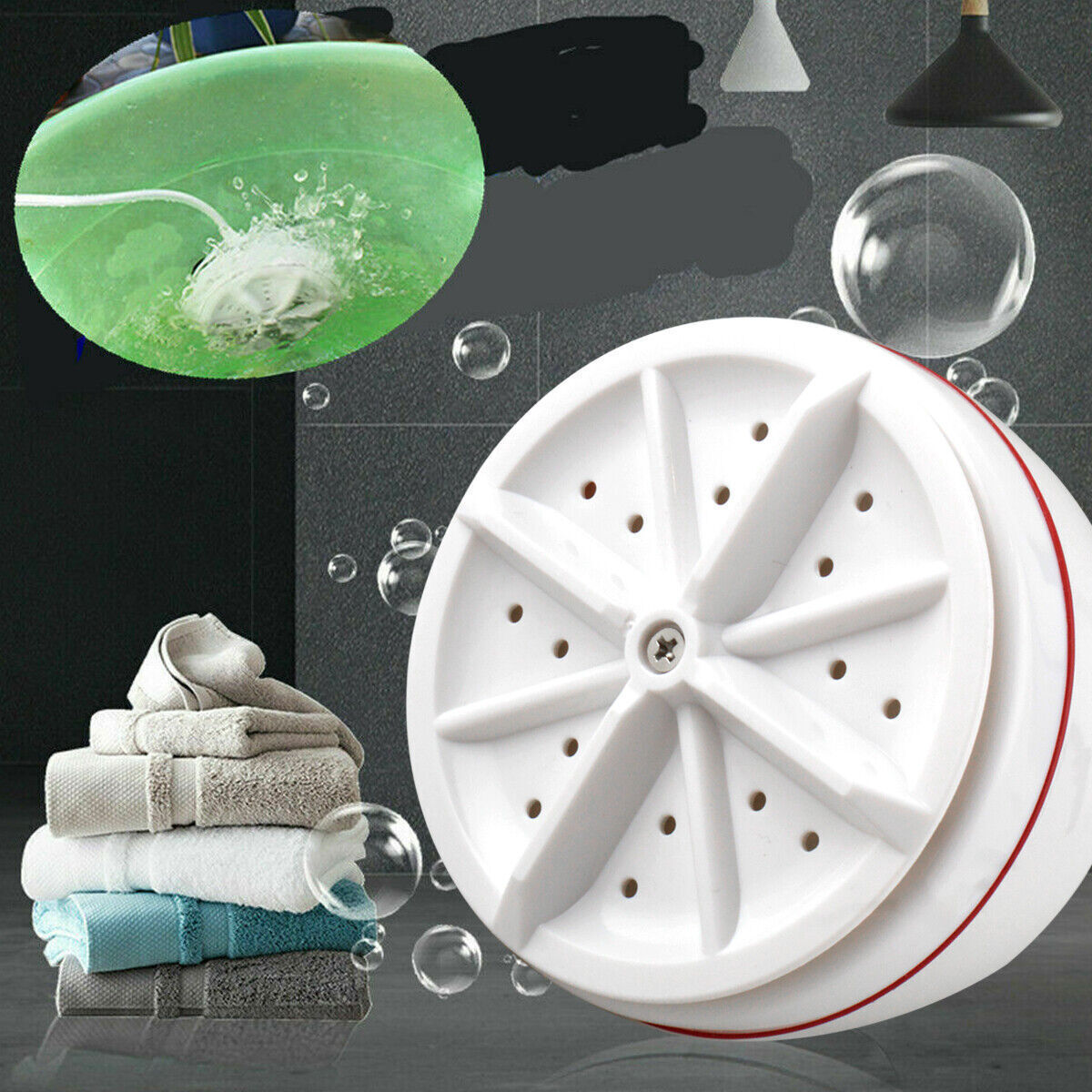 Mini Washing Machine Ultrasonic Turbine Laundry Washer Portable Travel Home