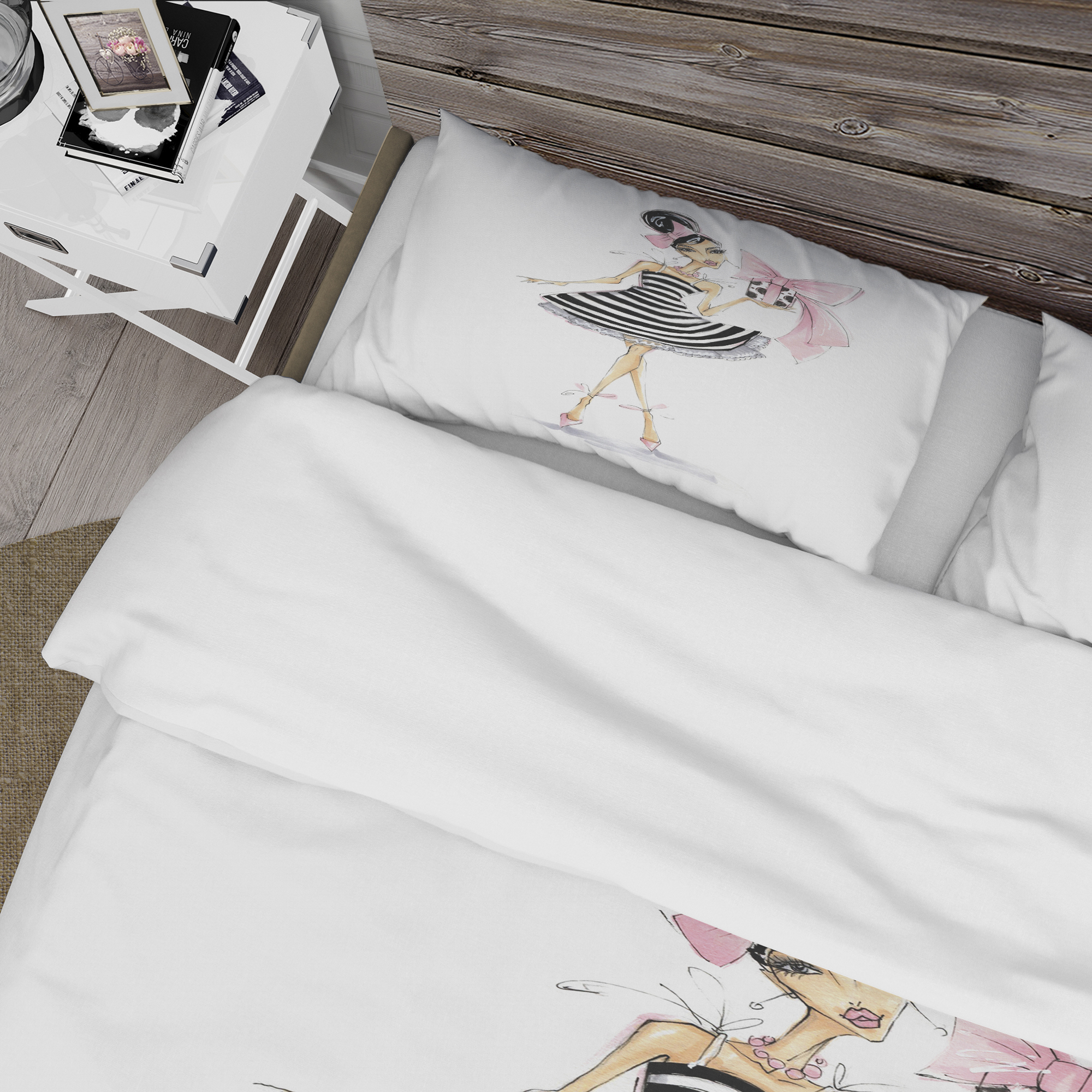 Designart 'Girl Holding a Gift' Glamour Duvet Cover Set
