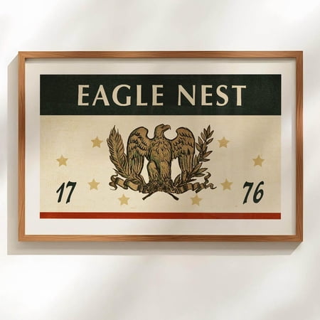 Retro Eagle Nest Print: Patriotic Wall Art 1776 Poster Lake House Decor