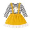

Toddler Baby Girls Skirt Sets Long Sleeve Stripe Top and Lace Suspender Skirt Suit