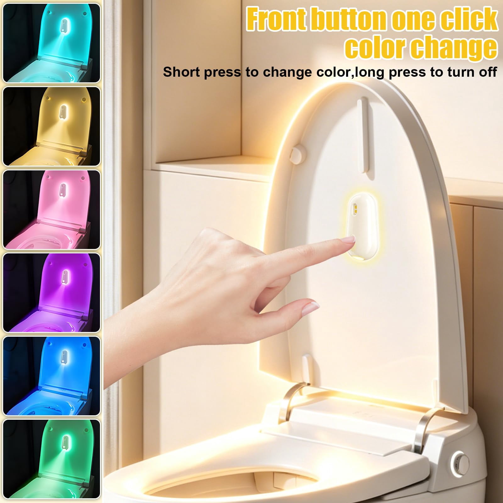 Self Cleaning UV Toilet Light, Motion Activated Rechargeable Toilet Bowl Light with Night Light, Adhesive Mount for Shared Bathrooms Elderly Pet(2PCS)
