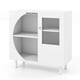 thumbnail image 4 of Aparador Buffet Costway Armario de Cocina con Puerta de Vidrio Corrugado Soporte para Copas de Vino 2 Filas Estantes Abiertos Patas de Metal Blanco, 4 of 4