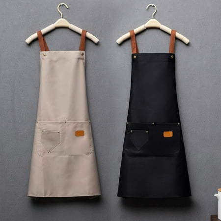 

Ludlz Apron Comfortable Breathable Waterproof Oilproof Wear-resistant Dirt-resistant with 2 Pockets Men Women Household Kitchen Apron Kitchen Supplies