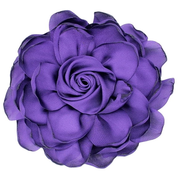 Rhinestone Camellia Flower Big Brooch Lapel Pins Fabric Floral Purple Brooches Pin for Women Fashion Dress Purple
