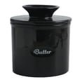 thumbnail image 1 of Lindo soporte de almacenamiento untable de cerámica de de fresca hecho a mano para refrigerador Tapa de mano Capacidad razonable Negro Baoblaze encargado de la mantequilla, 1 of 8