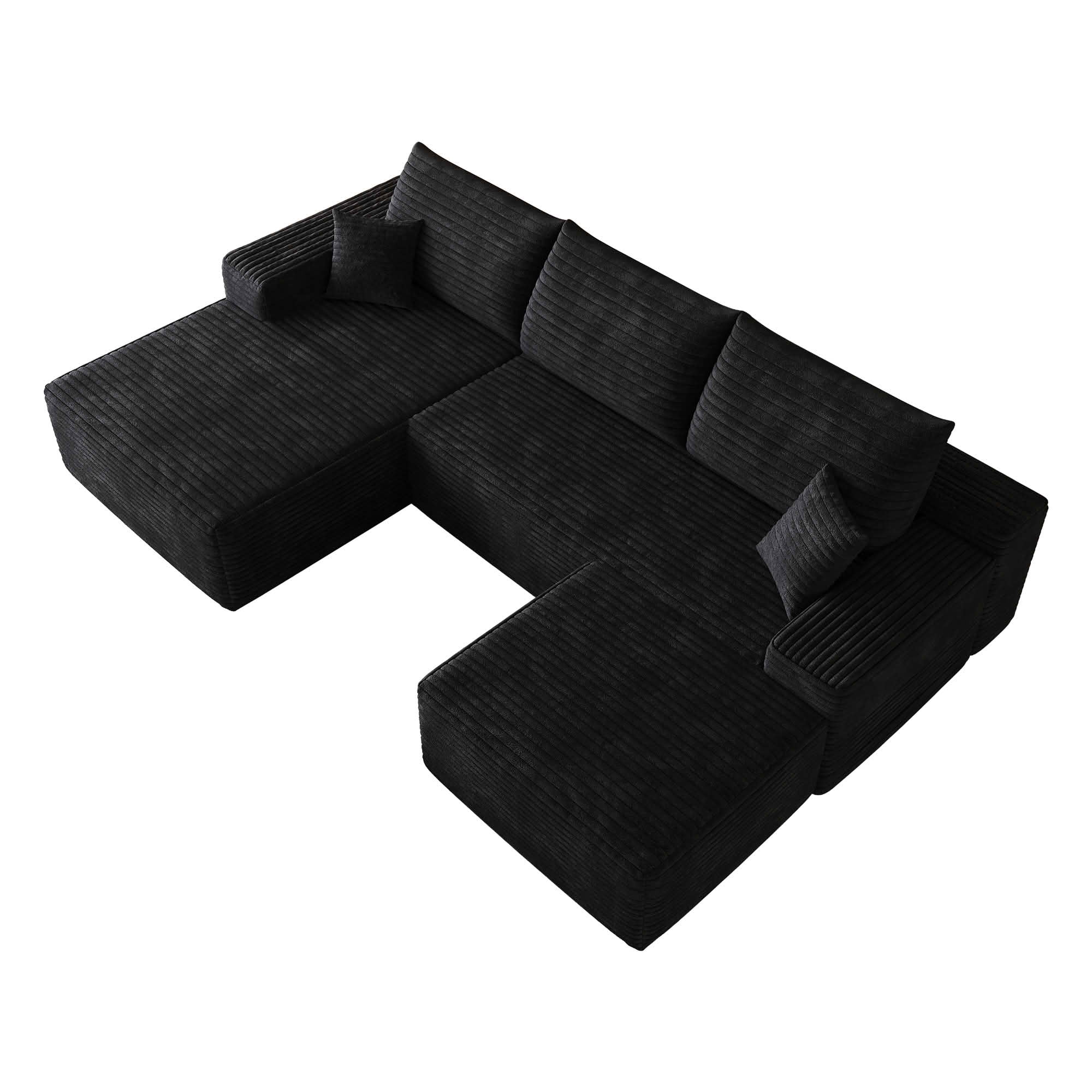MAYEERTY 107 Inch L‑Shape Cloud Sectional Couch with Chaise, Modern Modular Deep‑Seat Sofa, Plush Corduroy Upholstered Couch, No Assembly Required for Living Room Bedroom Apartment