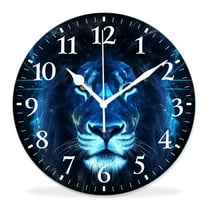 12 Inch Wall Clock Battery Operated Silent Clock Decorative for Office, Kitchen, Outdoor, Living Room,Blue Starry Lion Head Exquisite