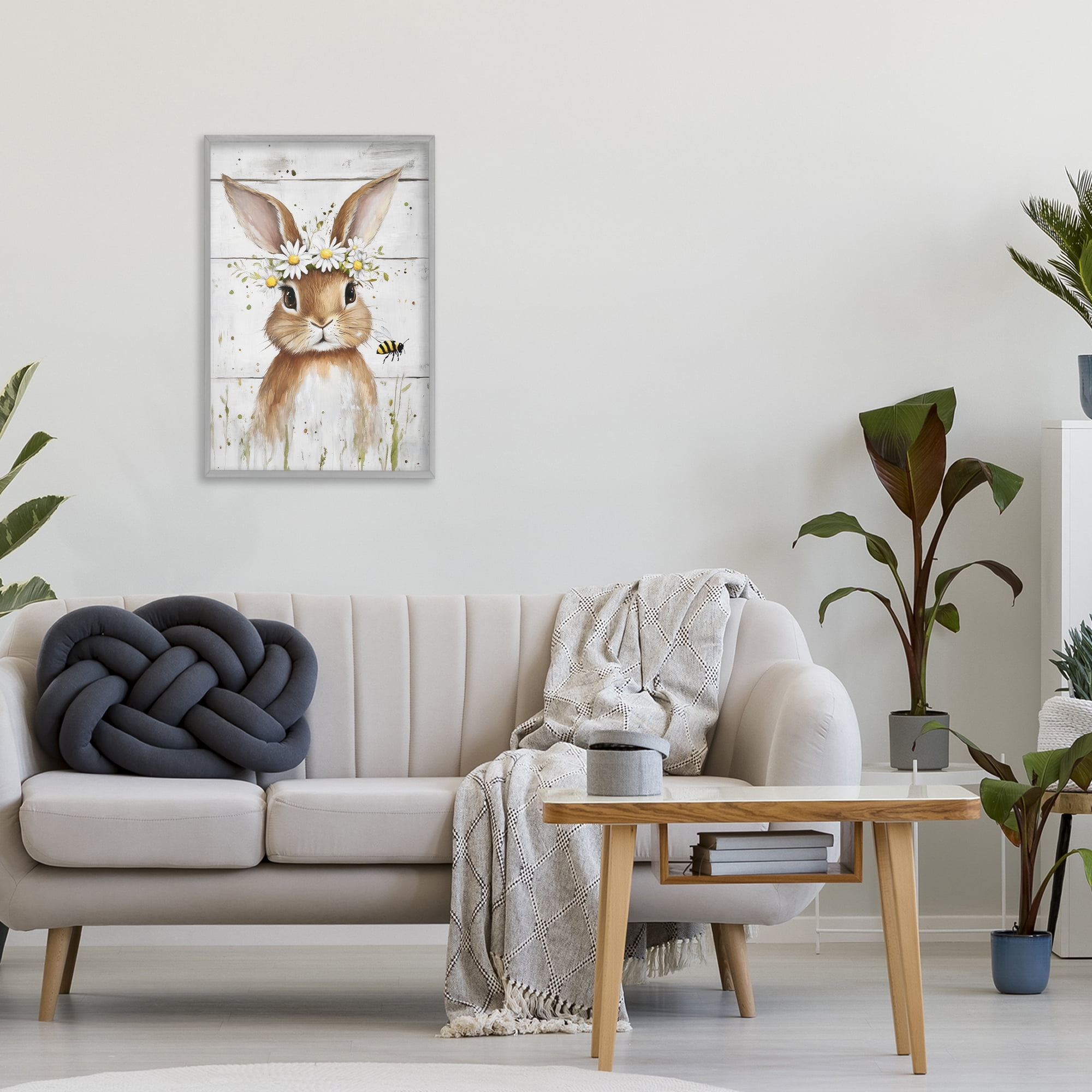 Stupell Industries The Bunny & The Bee Gray Framed Giclee Art, design by Tina LeCour