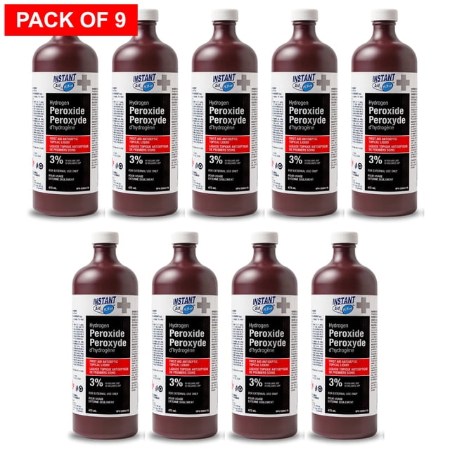 Instant Aid par Purest Hydrogen Peroxide 3 % Solution, Bouteilles de 473 ml (Lot de 9, Total 4,2 L)