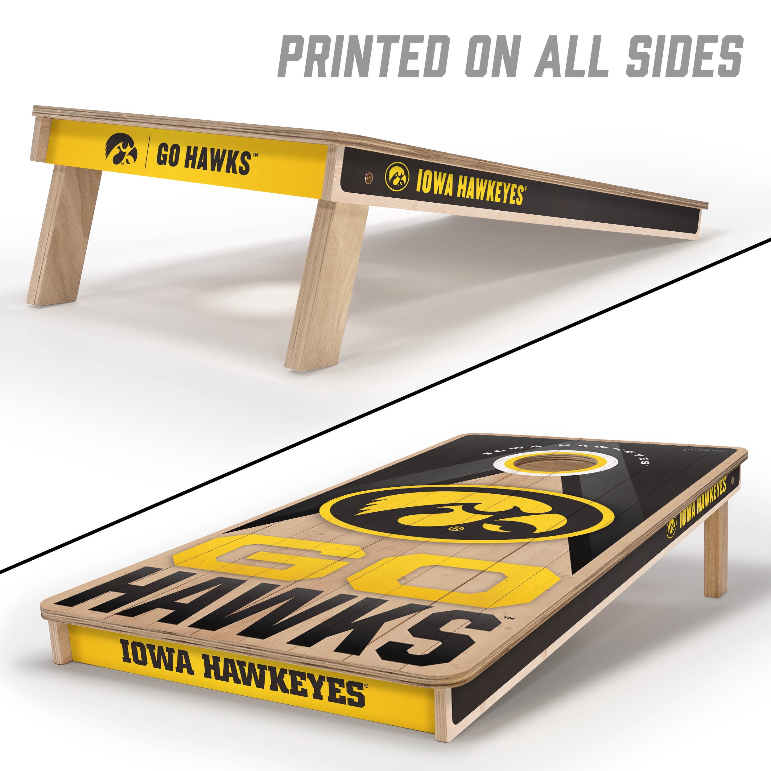 YouTheFan NCAA Iowa Hawkeyes 2X4 Slogan Series Cornhole NO BAGS