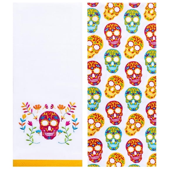 Halloween Skeletons Embroidered Kitchen Towels, Set of 2