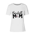 thumbnail image 4 of Meichang T-Shirts de Baseball pour Maman T-Shirts pour Femmes Drôles Graphiques de Baseball Manches Courtes Hauts Col Rond Blouses Décontractées Fête des Mères Jour de Match Hauts Blanc TTG, 4 of 4