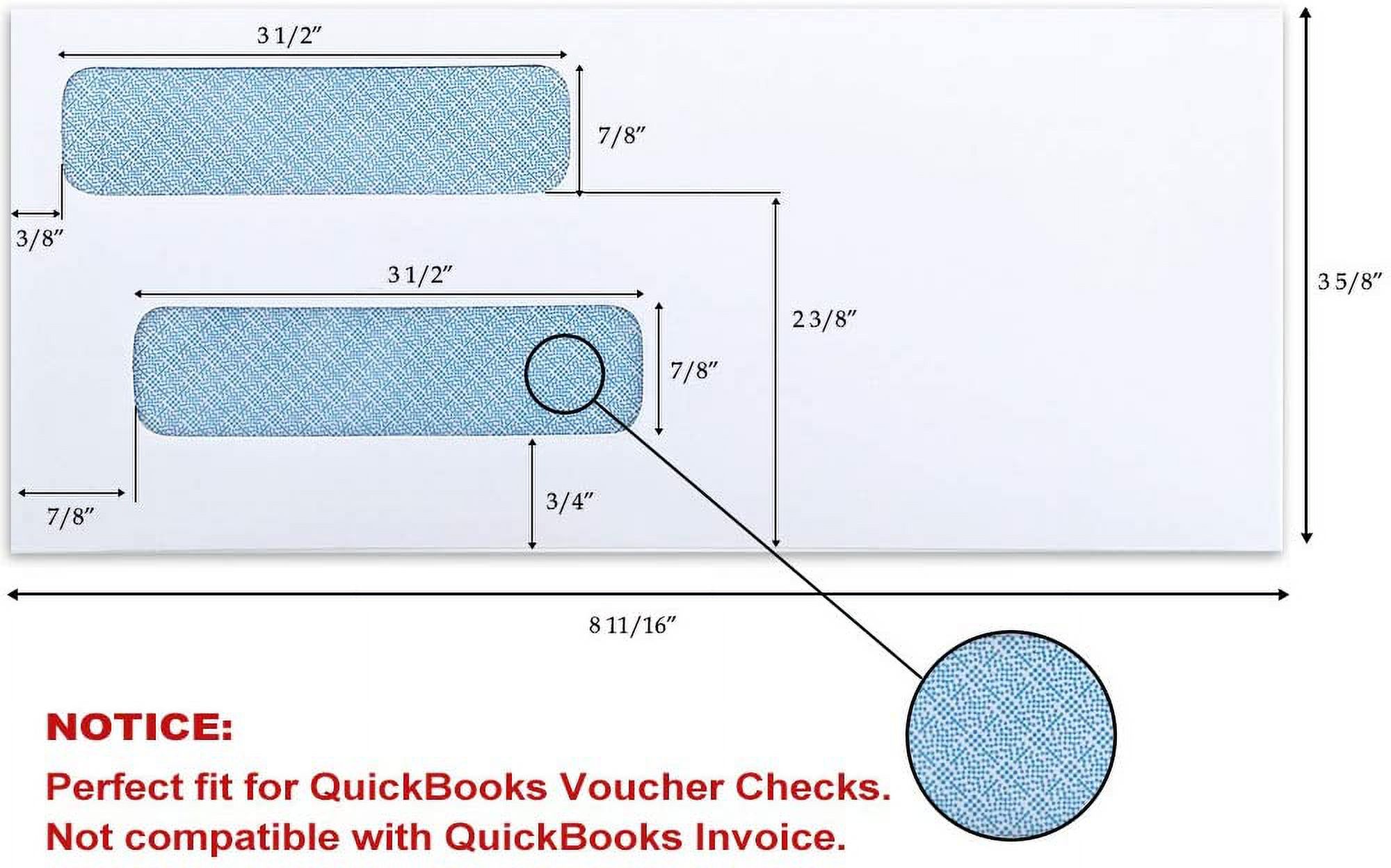 200 Count #8 Double Window Envelopes 3 5/8" x 8 11/16" Flip and Seal Double Window Security Check Envelopes- Security Tint Pattern Designed for Home Office Secure Mailing
