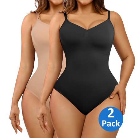 

COMFREE 2 pack Bodysuit for Women Tummy Control Shapewear Seamless Sculpting Thong Body Shaper