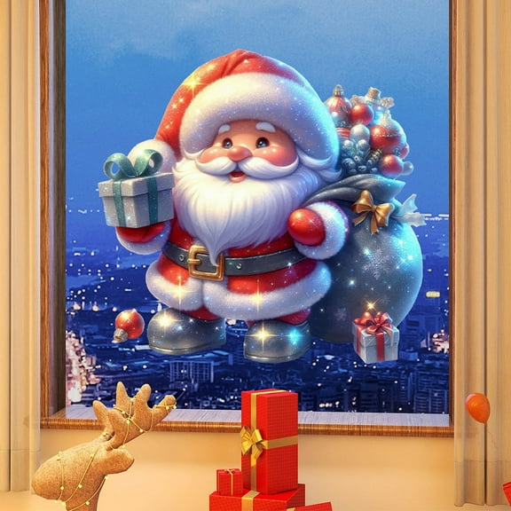 FYHALE Christmas Stickers for Kids Christmas Clings Large Size Christmas Stickers Christmas Decorations for Glass Double-Sided Window Clings with Snowman
