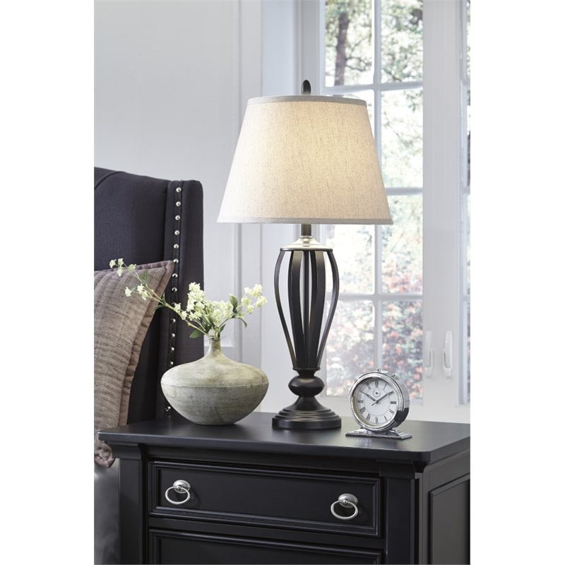 Ashley Furniture Mildred Metal Table Lamp in Bronze (Set of 2