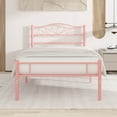 thumbnail image 2 of VECELO Twin Size Metal Bed Frame with Victorian Style Headboard and Footboard, 12.6 Inch Platform Bed Frame with Metal Slats Support, Modern Heavy Duty Mattress Foundation, No Box Spring Needed, Pink, 2 of 8