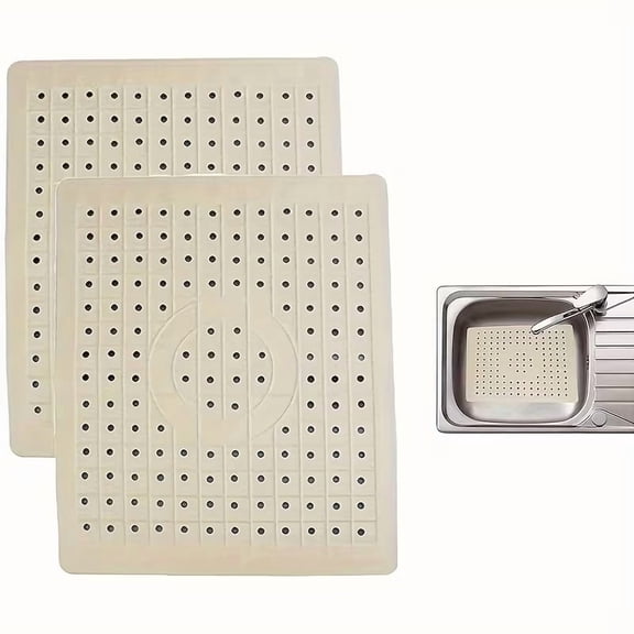 2-Pack Non-Slip Kitchen Sink Drain Mats - 10" x 12" Durable Rubber Sink Protector Mat for Everyday Use, Anti-Slip Dish Drying Pad, Sink Bottom Liner for Standard Sinks