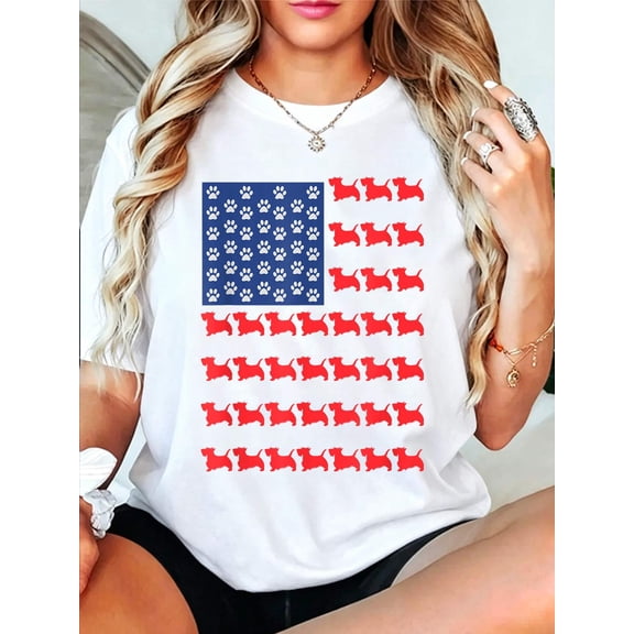 Scottish Terrier Scottie American Flag 4th Of July Dog Shirt T-Shirt