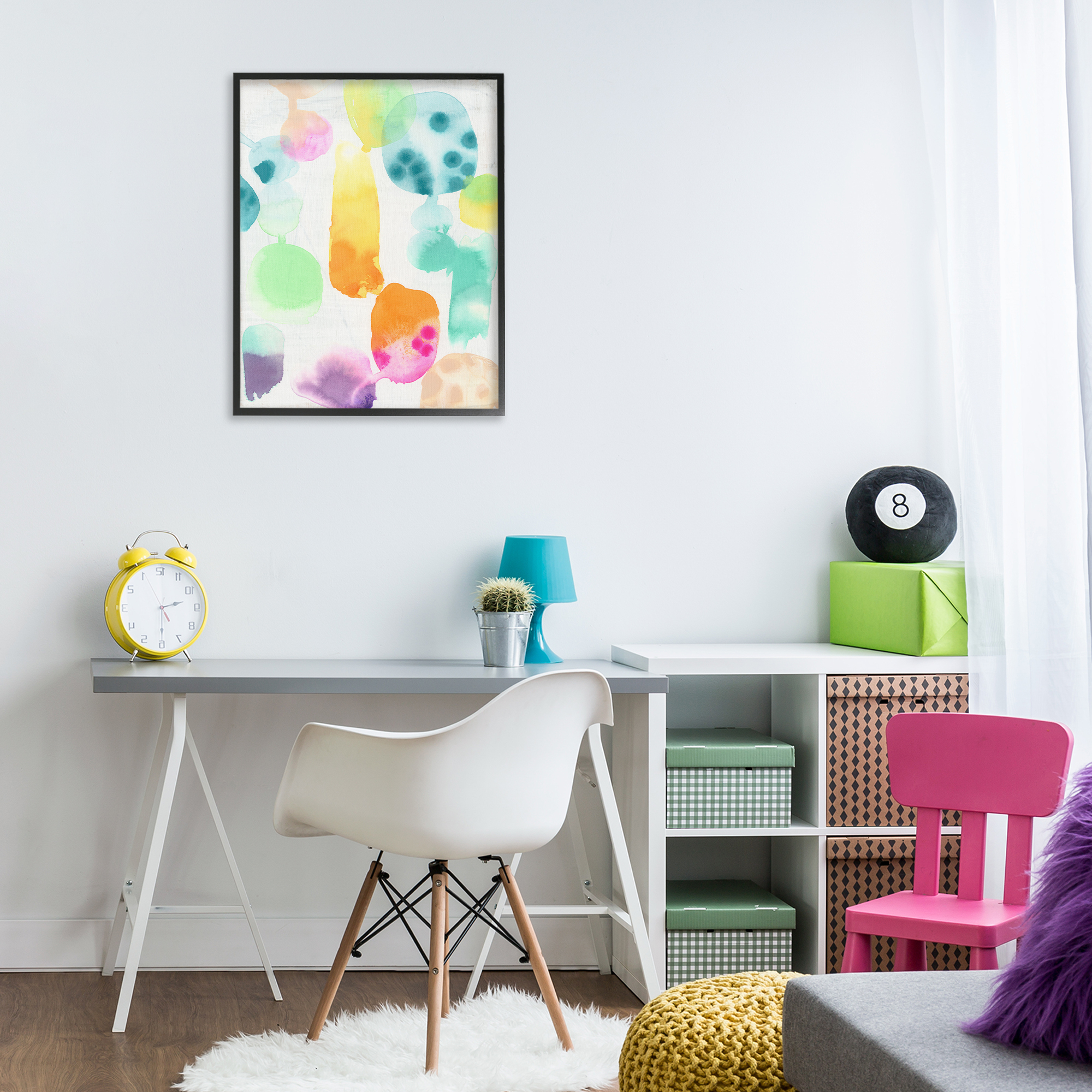 Stupell Industries Pastel Watercolor Pattern Abstract Painting Black Framed Art Print Wall Art, 24 x 30