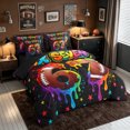 thumbnail image 2 of meiyoeat Graffiti Dripping Football Twin Bedding for Boys, Rainbow 67 Number Stars Bedding Comforter Set, Black Reversible, 7 Pieces, 2 of 6