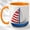 Orange, variant on Striped Sailboat Coffee Mug, Nautical Boat Mug, Ceramic 11 oz
