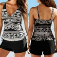 thumbnail image 1 of POINTERTECK Women‘S Conservative Plus Fat To Large Swimsuit Vest Retro Printing Belly Boxer Two-Piece Swimsuit, 1 of 6