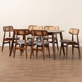 thumbnail image 4 of Baxton Studio Tarana Grey Fabric and Walnut Brown Wood 7-Piece Dining Set, 4 of 21