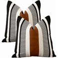 thumbnail image 1 of Juego de 2 fundas de cojín bohemias en blanco y negro con cuero moderno, almohada firme a rayas de 18.0 x 18.0 in para sofá cama, 1 of 5