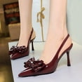 thumbnail image 2 of Women's Stiletto High Heeled Bow Patent Leather 8CM Party Dress Wedding Shoes, 2 of 5