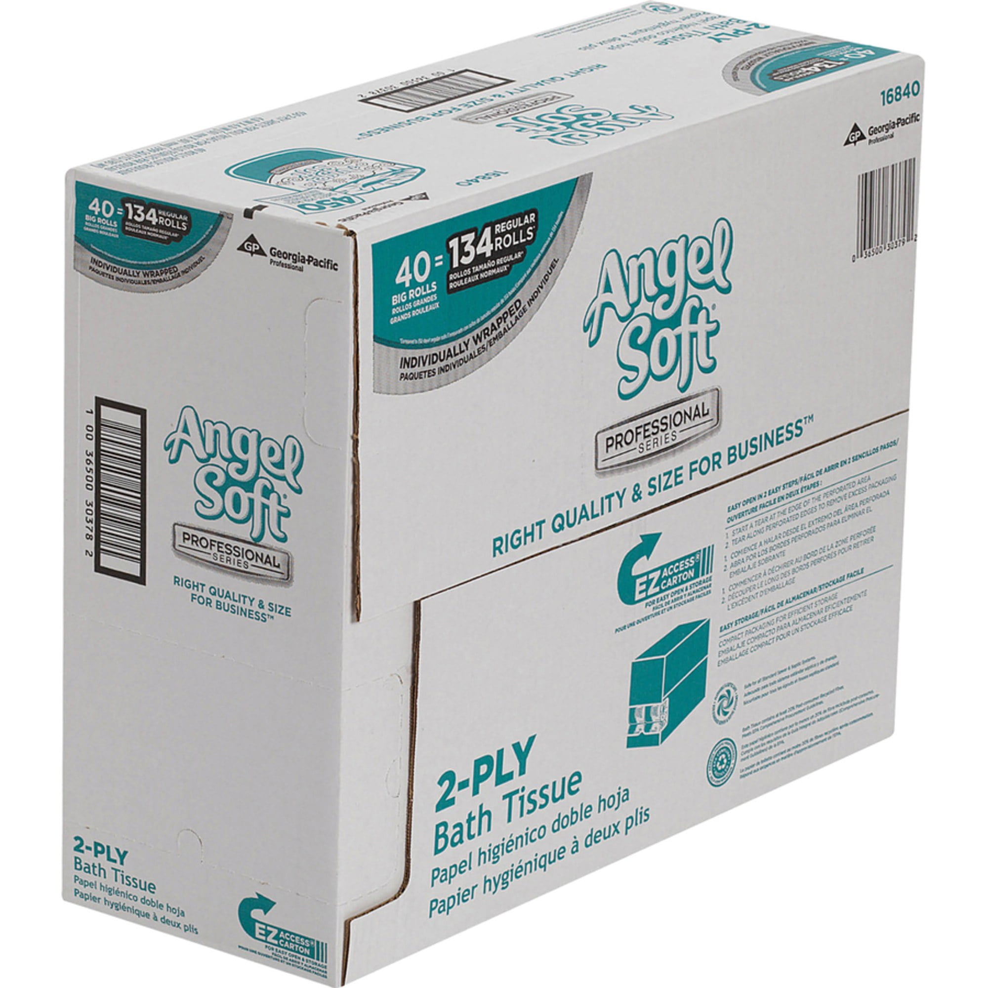 Angel Soft Professional Series, GPC16840, Embossed Toilet Paper, 40 per Carton, White