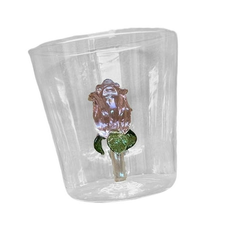 

Glasses Tea Cup Cartoon Transparent Glass Cup Drinking Glasses for Birthday Gift Celebration Events Home Party Decoration Roses Style