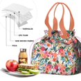 thumbnail image 4 of Pioneer Flower Floral Print Pattern Drawstring Lunch Bag Women - Drawstring Lunch Bag Insulated for Work Office - Stain-Resistant Large Lunchbags for Women with Multi-Pockets, 4 of 6