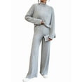 thumbnail image 1 of Conjuntos de 2 Piezas para Mujer para Otoño: Suéter de Punto de Viaje, Pantalones Anchos y Chándal para Estar en Casa. Gris M, 1 of 9