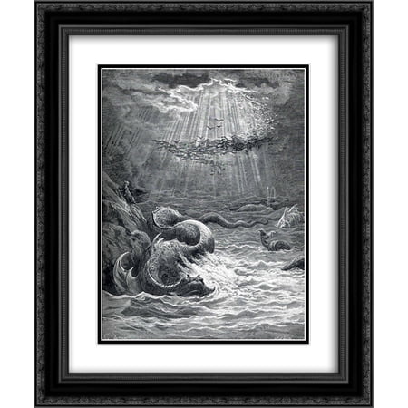 Gustave Dore 2x Matted 20x24 Black Ornate Framed Art Print 'The Creation of Fish and Birds'