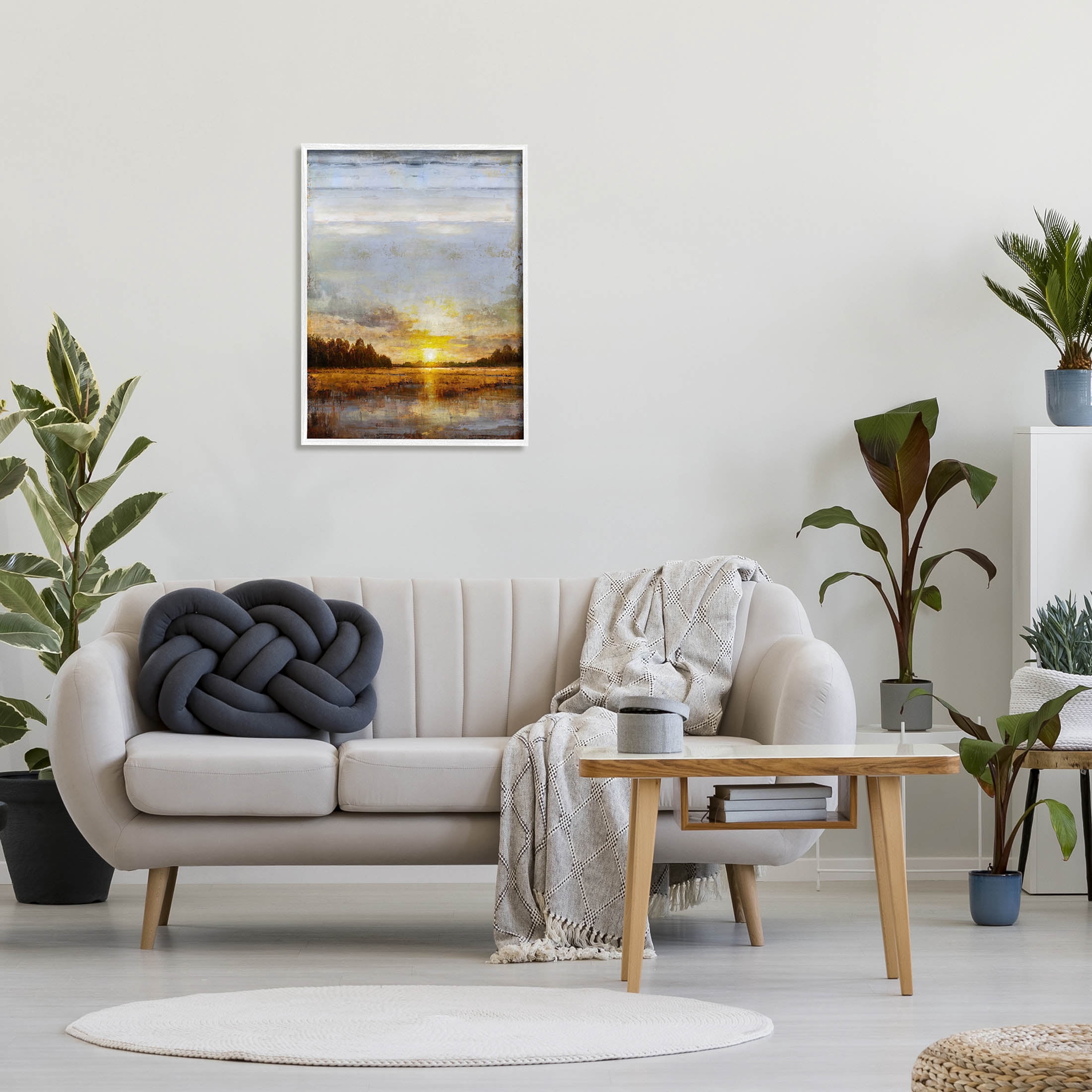 Stupell Industries Weathered Sunset Nature Scenery Graphic Art White Framed Art Print Wall Art, Design by Eric Turner