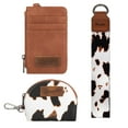 thumbnail image 7 of Wrangler Cow Print KeyChain Wristlet Wallets for Women Western Dual Pouch Wristlet Portable Credit Card Holder Wallet With Zipper, Cow-Brown, 7 of 7