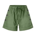 thumbnail image 3 of Women's Shorts Women'S Summer Large Size Solid Color Elastic Decorative Buttons Pocket Casual Shorts,Green Women's Shorts XXXXL, 3 of 6