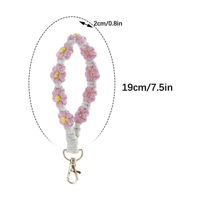 Refrigerator Storage Bohemian Hand-woven Flower Keychain Clashing Color Keychain Bracelet Pendant Phone Chain