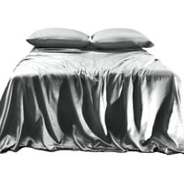 Elegant Comfort Luxurious 4-Piece Silky Satin Sheet Set Cooling Soft Satin Sheet Set, Cali King, Gray