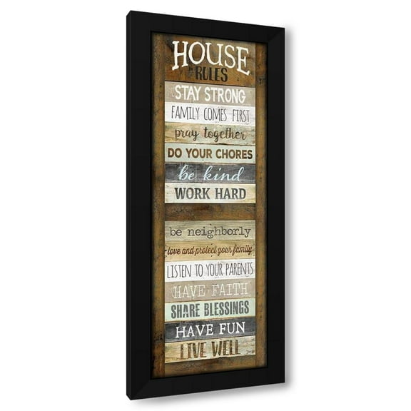 Marla Rae 7x14 Black Modern Wood Framed Wall Art Titled - House Rules