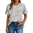 thumbnail image 5 of Hauts d'Été pour Femmes DYTTDG T-shirt Mode Floral Grande Taille Col Rond Manches Courtes Tee-Shirt Décontracté Ample Hauts pour Femmes Liquidation Moins de 10 Multicolore,TTTTG, 5 of 5