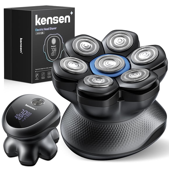 Afeitadora de cabeza kensen 7D de doble velocidad, resistente al agua, con LED