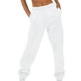 thumbnail image 2 of Christmas Winter Cotton Full-Length Oversized Athletic Yoga Sweatpants for Women White Activewear Solid Color Women's Thin High Waisted Loose Comfortable Jogging Pants With Pockets Casual XL, 2 of 5