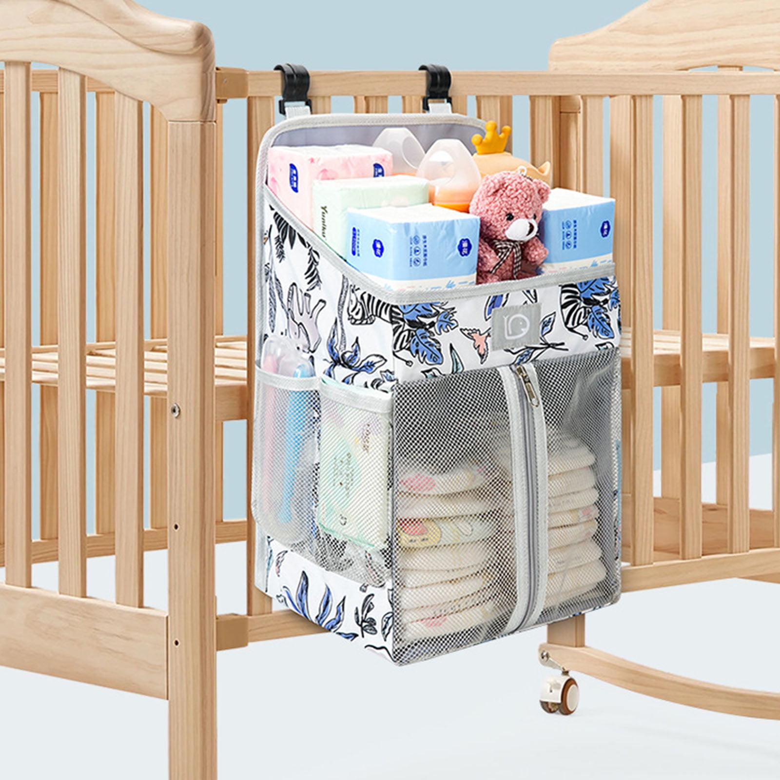 Baby Accessory Bag for Nursery Bedsides Storage Water Resistant Oxford Cloth Organizers With Side Pocket